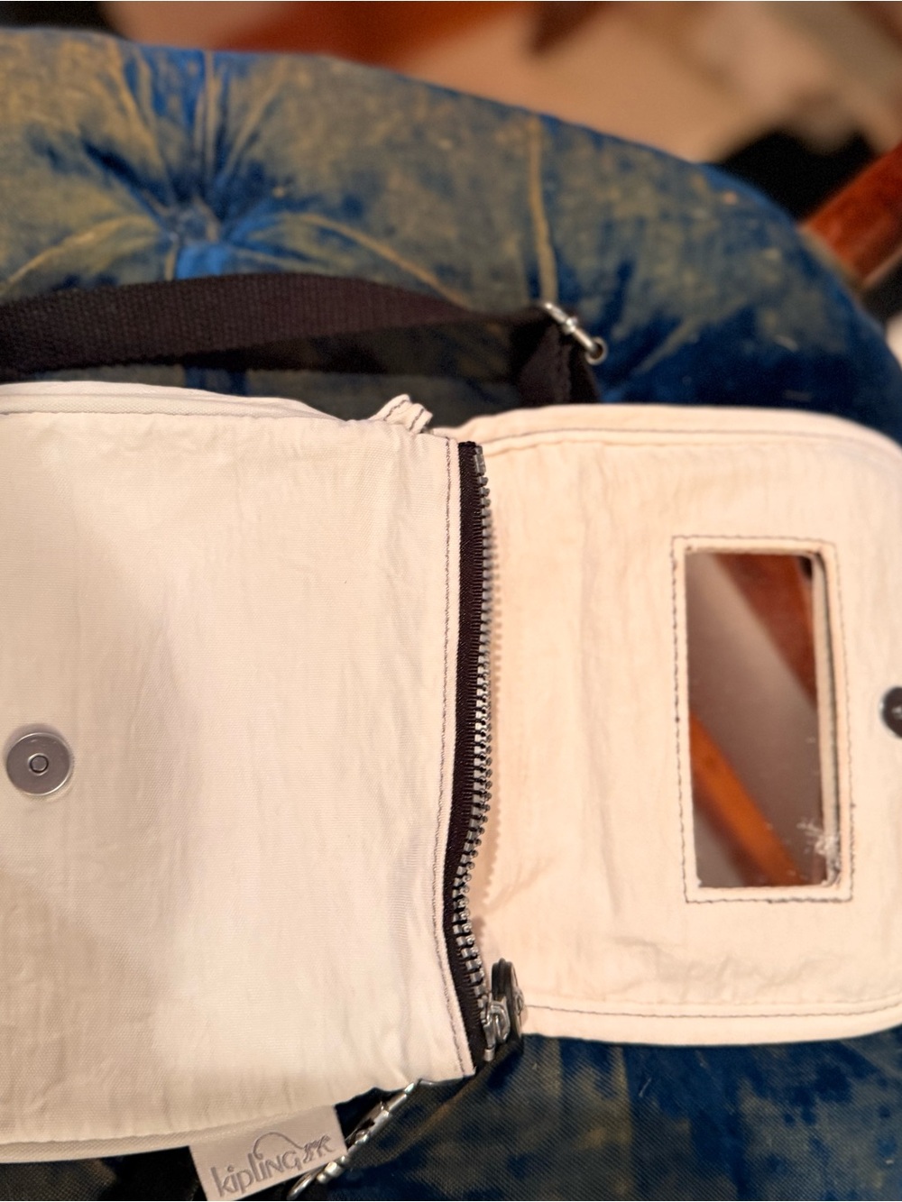Kipling Cream Crossbody Bag with Mirror